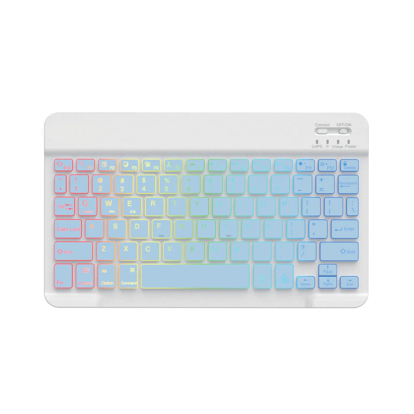 10-inch Bluetooth keyboard with colourful RGB backlighting for tablet typing
