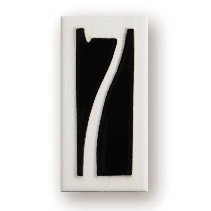 Handmade enamel art ceramic retro doorplate showing number 1 design, 76mm by 152mm