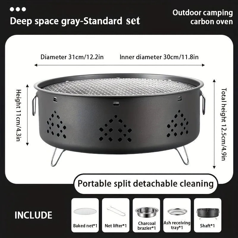 Portable stainless steel barbecue grill with detachable parts for outdoor camping use