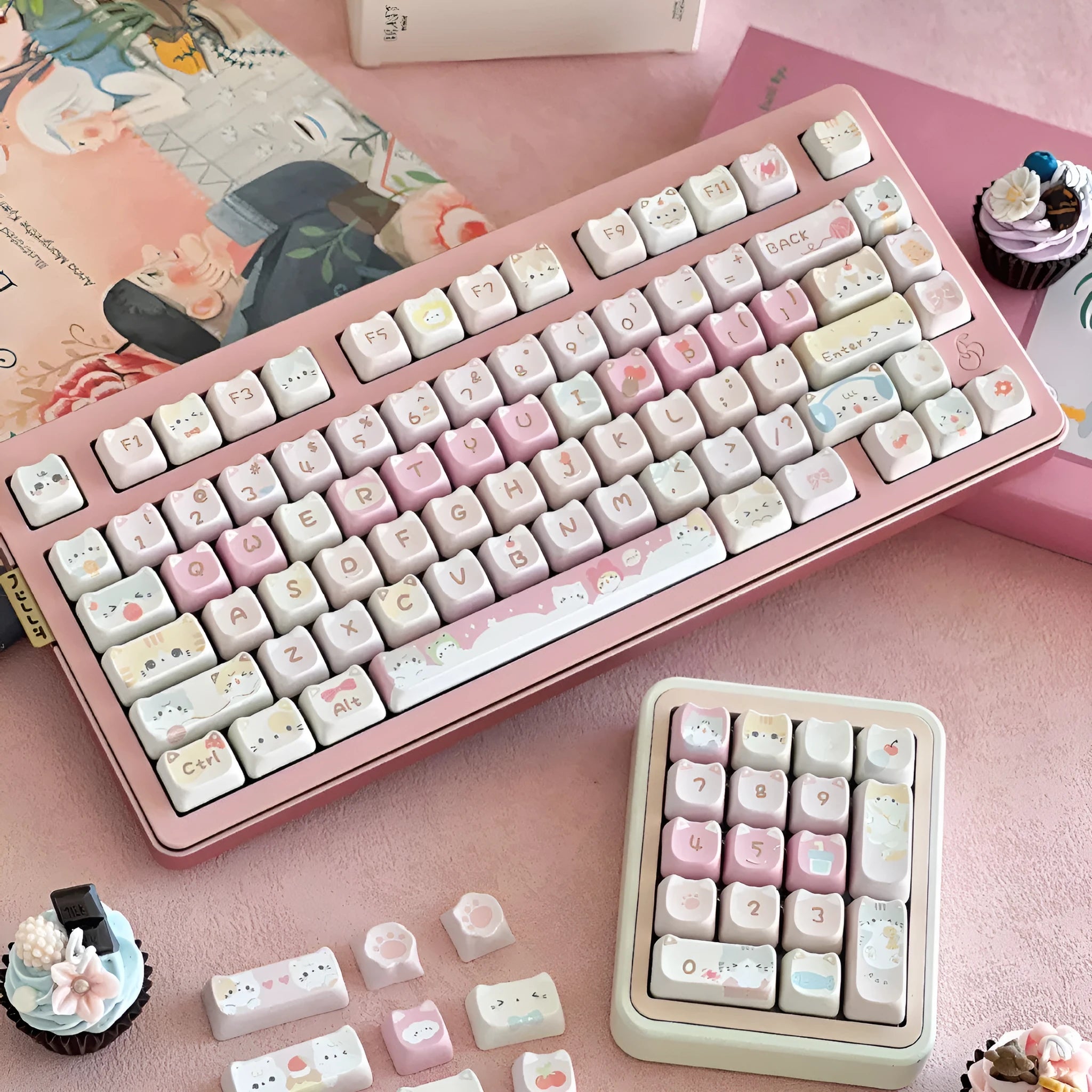 Meow Meow Team 141-piece sublimation keycap set for mechanical keyboards