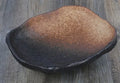 Irregular shaped Japanese coarse pottery sashimi bowl with floral decoration 24cm ceramic