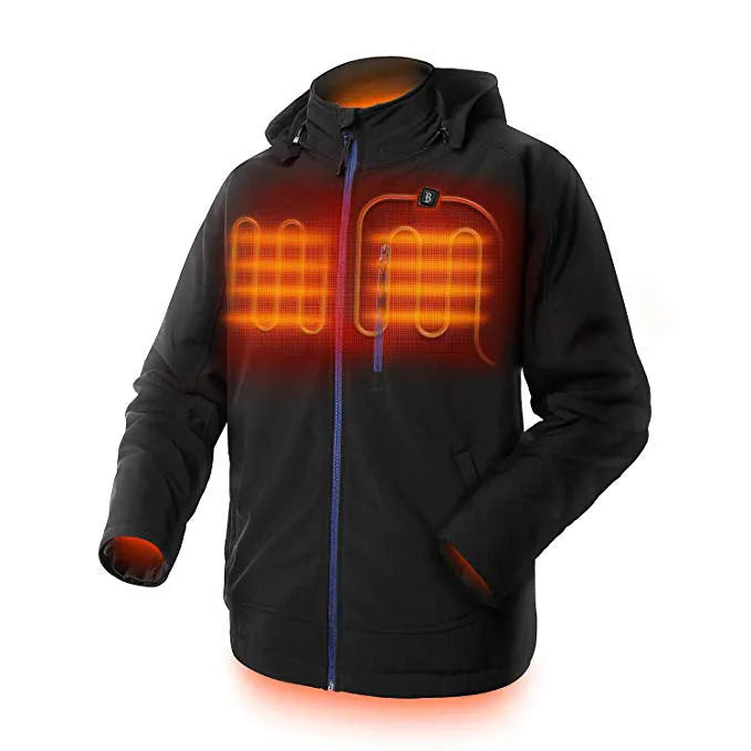 Black men's waterproof windproof thermal winter coat with zip pockets and straight hem design