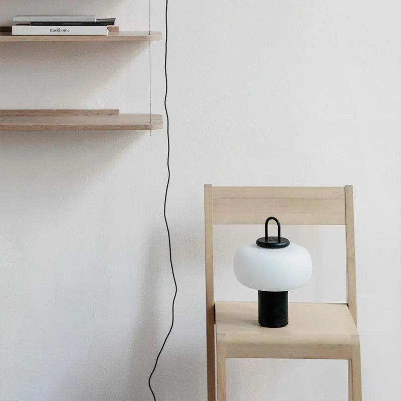 Japanese designer minimalist glass bedside table lamp for children's bedrooms with warm light