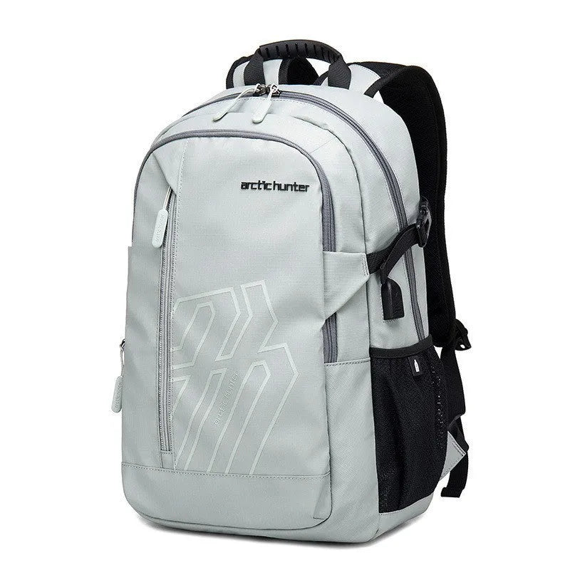 Casual plaid pattern computer backpack with curved shoulder straps in four colour options