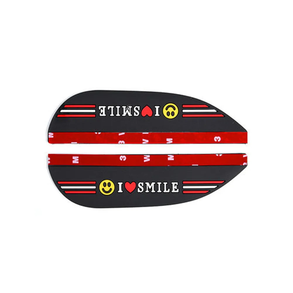 Pair of car rearview mirror rain shields in smiling face black on a vehicle side mirror