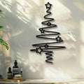 Black wrought iron Christmas tree line wall decoration, 30cm, for bedroom living room or door hanging
