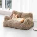 Removable washable cat nest in beige pvvelvet, size S, 55 x 38 x 18 cm, for cats and dogs.