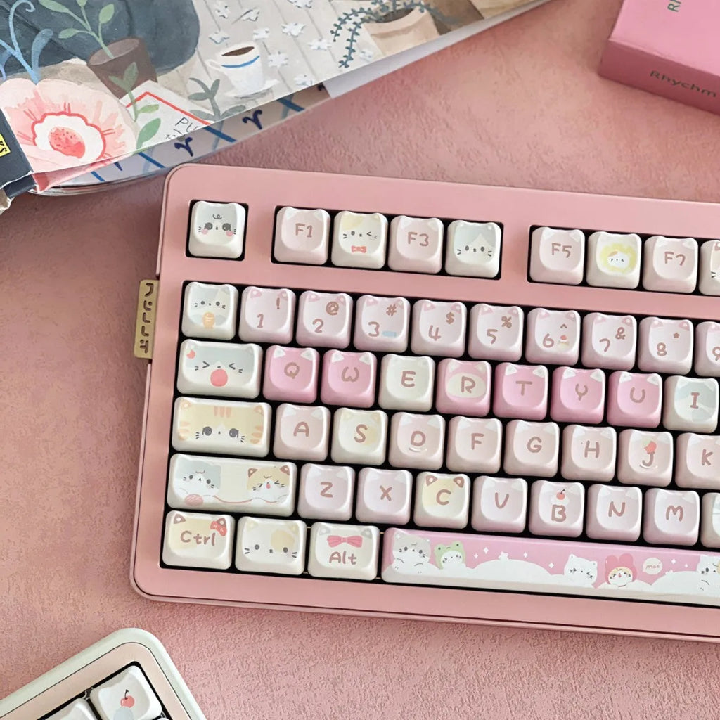 Meow Meow Team 141-piece sublimation keycap set for mechanical keyboards