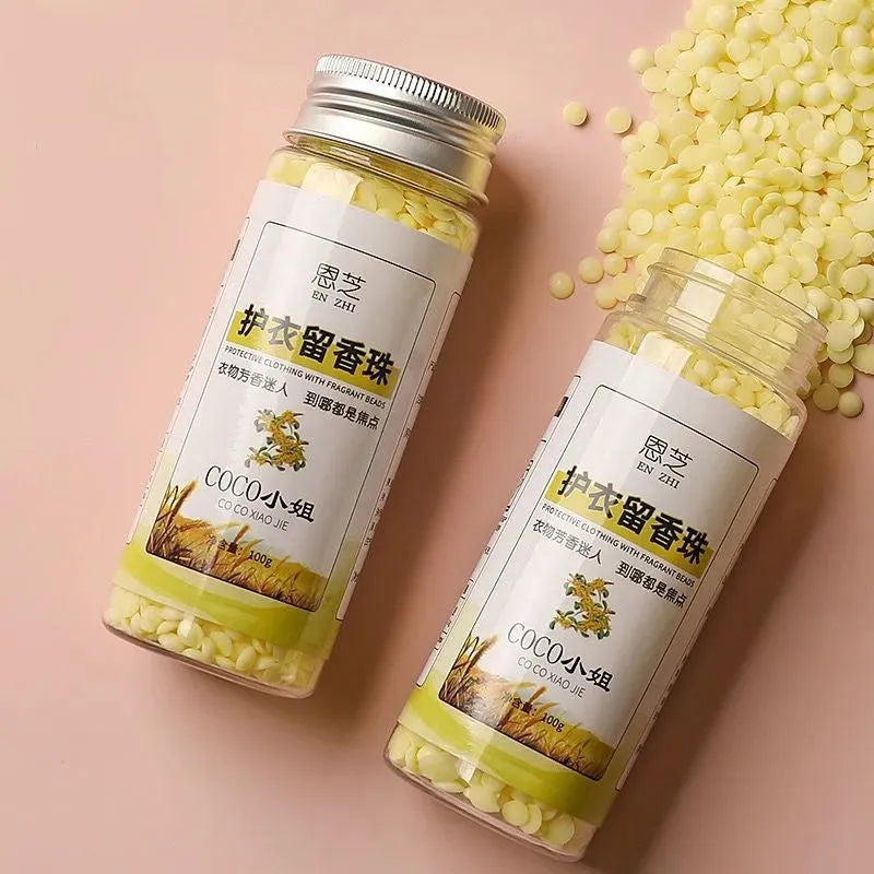 Pack of clothing fragrance beads with long lasting scent, available in five colour-coded fragrances