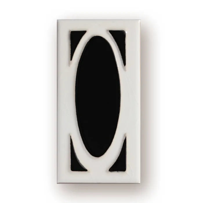 Handmade enamel art ceramic retro doorplate showing number 1 design, 76mm by 152mm