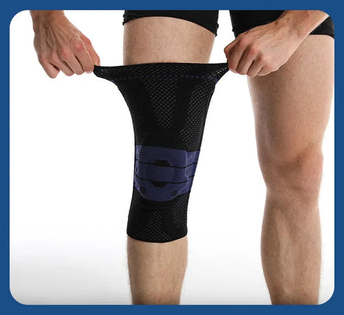 Adult black and blue nylon spandex basketball sports kneecap protector for running