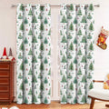 Close-up of a needle-punched Christmas Forest pattern on a blackout polyester curtain panel.
