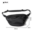 Black men's slanted chest bag made from Oxford fabric measuring 8 inches