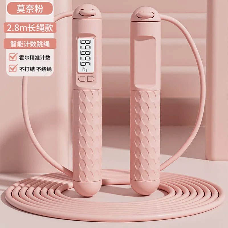 Black ABS fitness skipping rope with bearings for fat reduction and cardio exercise
