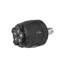 Multi-functional five-pattern high-pressure water gun spray nozzle made from black engineering plastic.