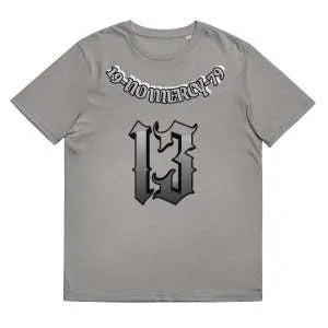 Loose fit short sleeve cotton T-shirt for summer in grey, shown on a hanger.