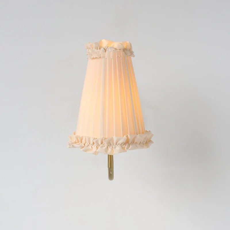 Wheat wall lamp with fabric shade and iron body for bedroom bedside