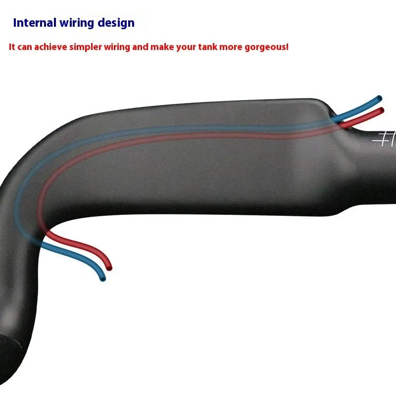 Carbon fibre road bike handlebar with double line graphics in black or red colour options