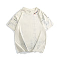 Grey men's tie-dye print T-shirt with loose fit and half sleeves