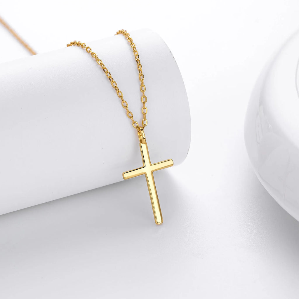 S925 sterling silver necklace with cross pendant on adjustable O-shaped chain