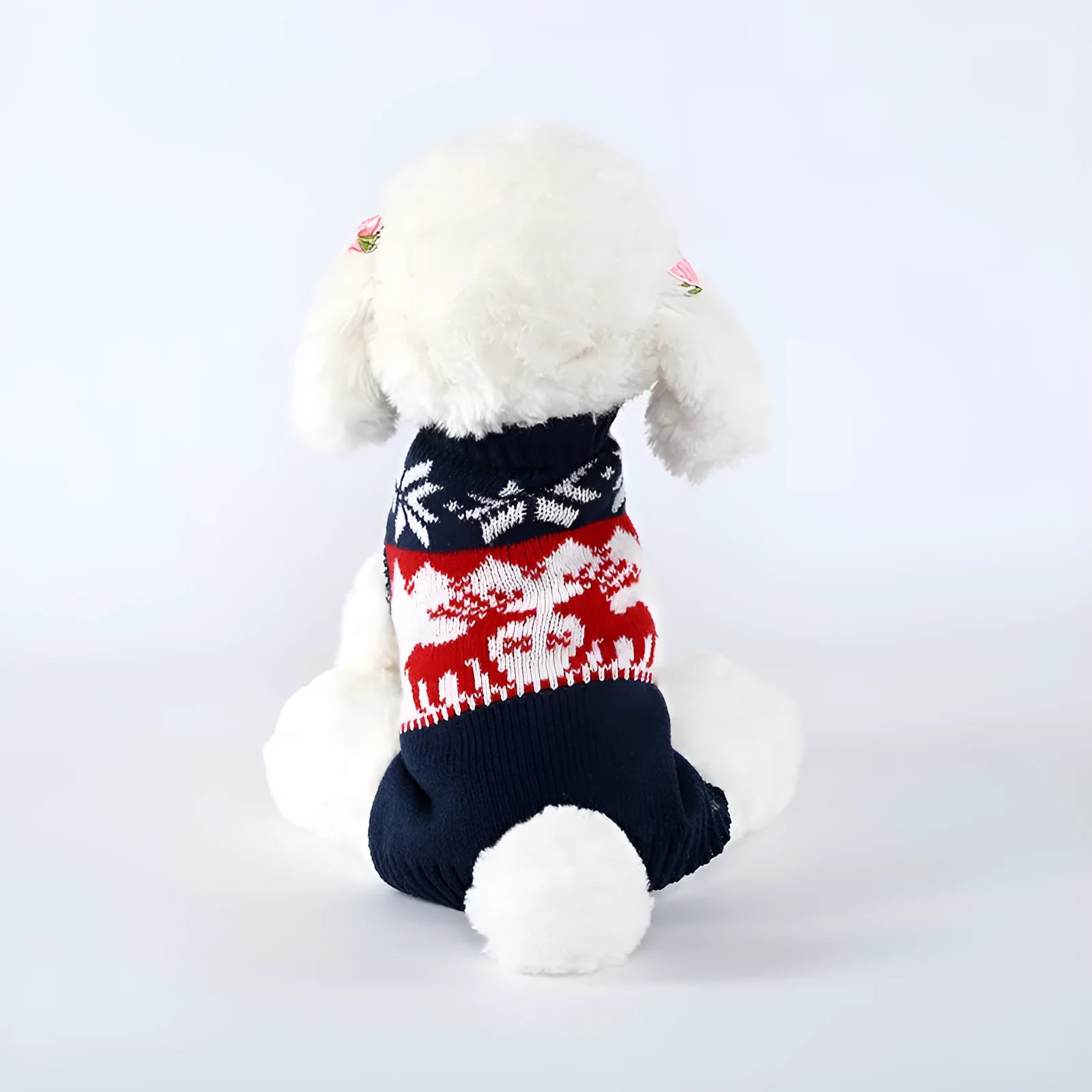 Navy blue Christmas dog knitted sweater for small to medium pets