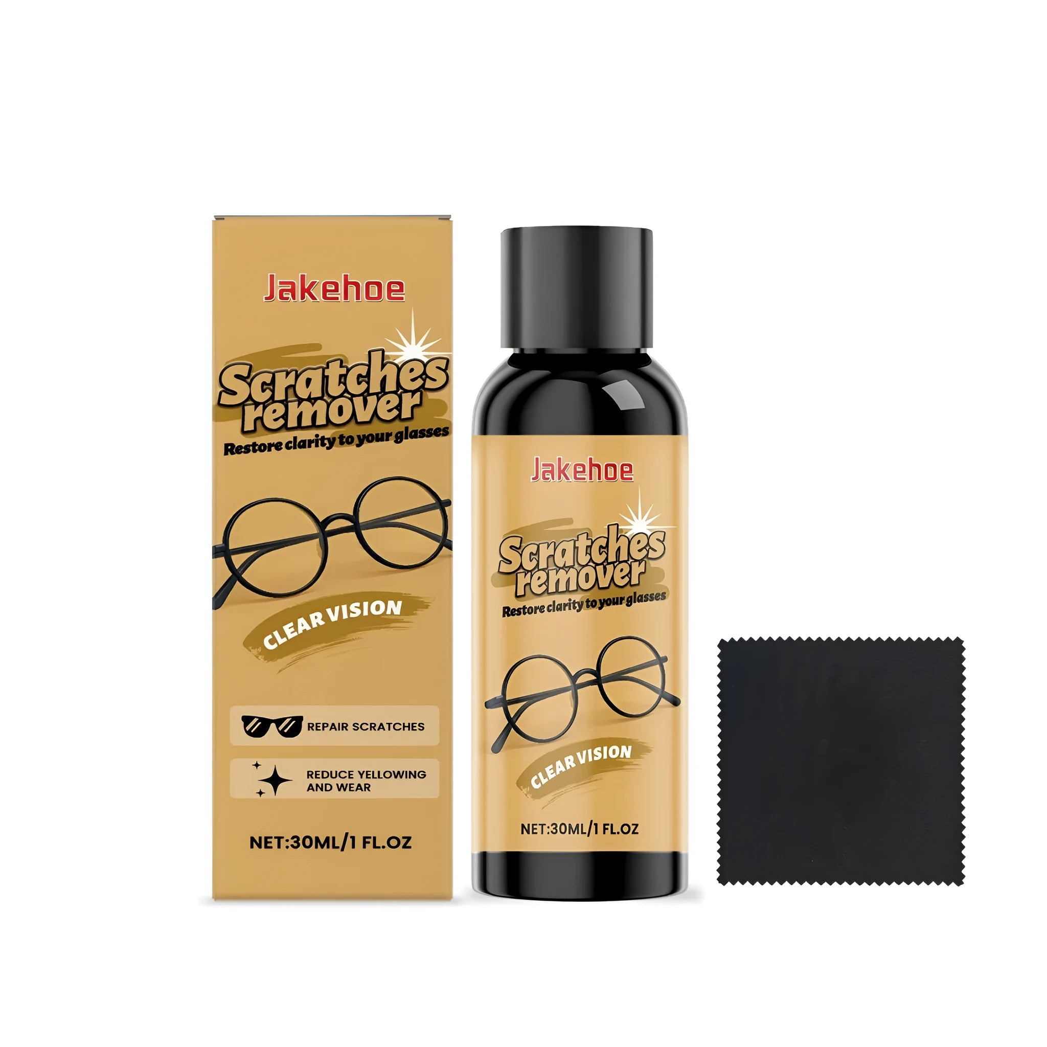30ml glasses scratch remover bottle with microfibre cloth for optical lens maintenance