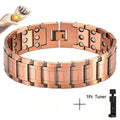 Retro bronze zinc alloy unisex magnet bracelet with geometric pattern and adjustable regulator