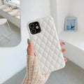 Diamond plaid imitation leather phone case for iPhone in white colour