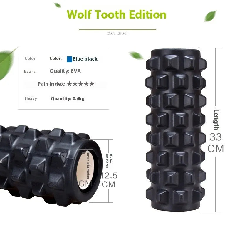 33cm black six-piece foam roller set with gear massage bar stick
