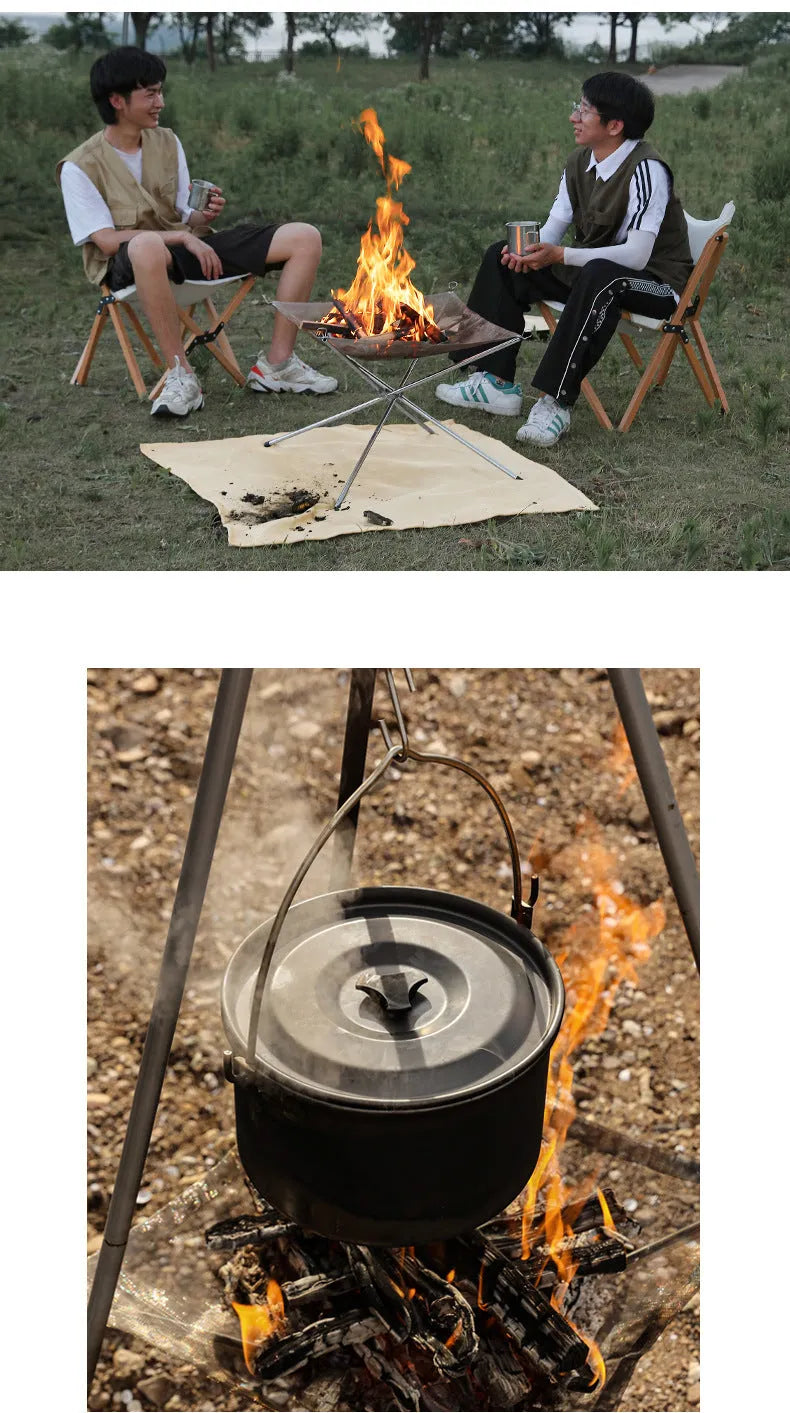 Large stainless steel barbecue with integrated silver grill net for outdoor cooking
