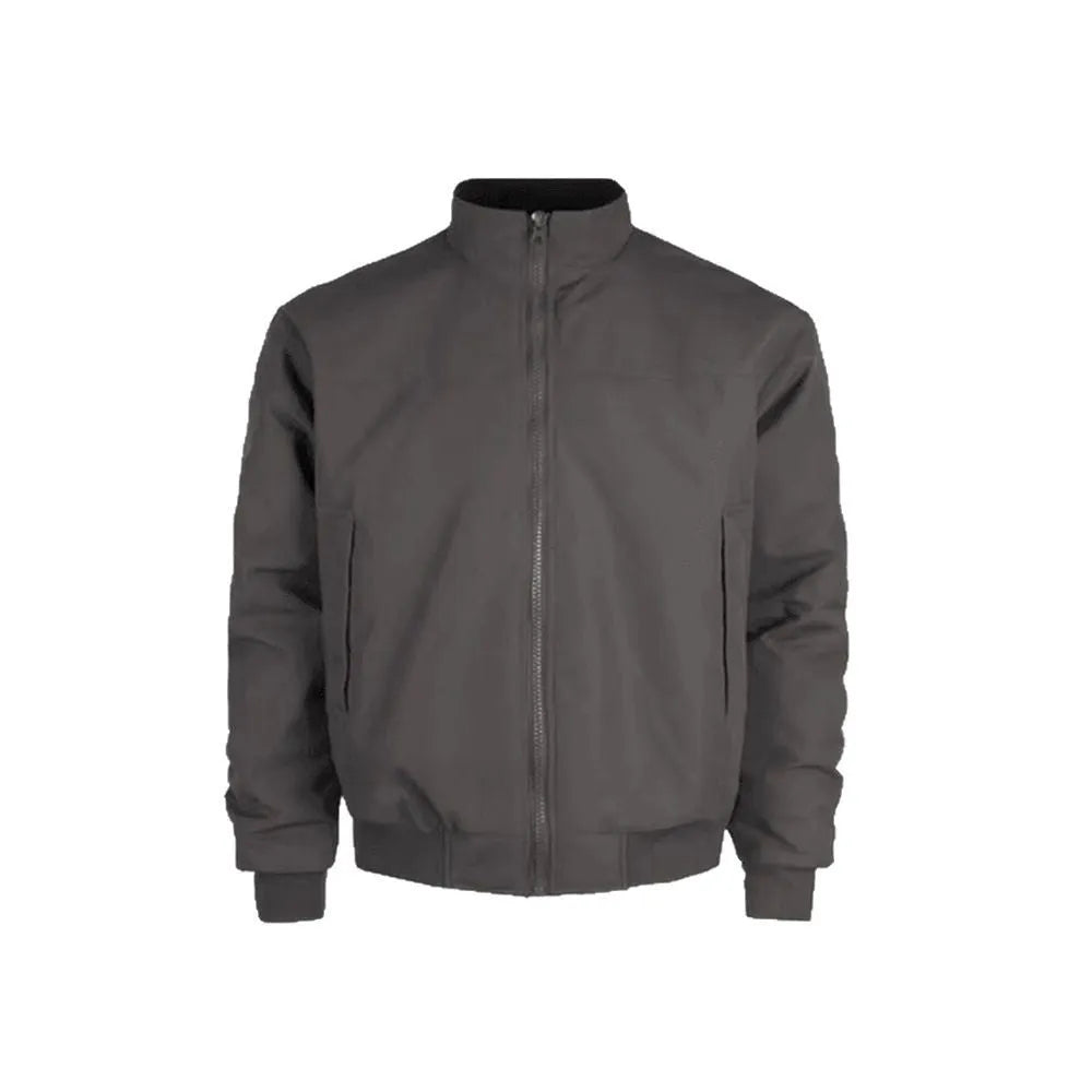 Men's loose coach jacket with stand collar, long sleeves, polyester, in black, gray, or apricot
