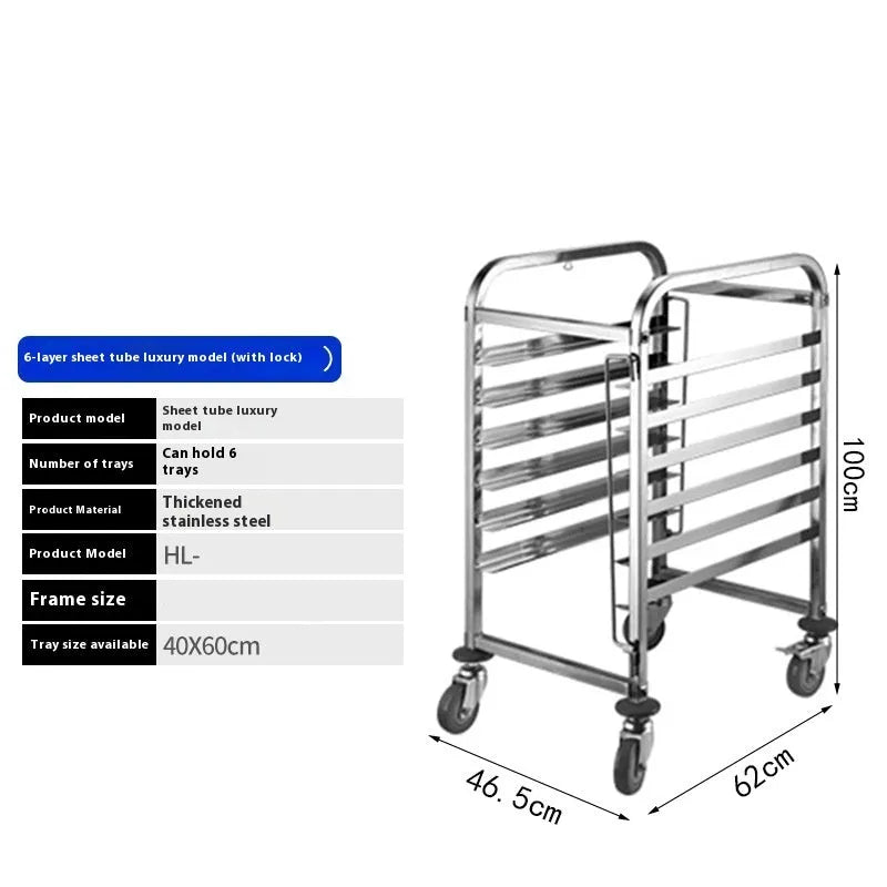 Stainless steel six-layer baking tray rack for 40x60cm commercial oven trays