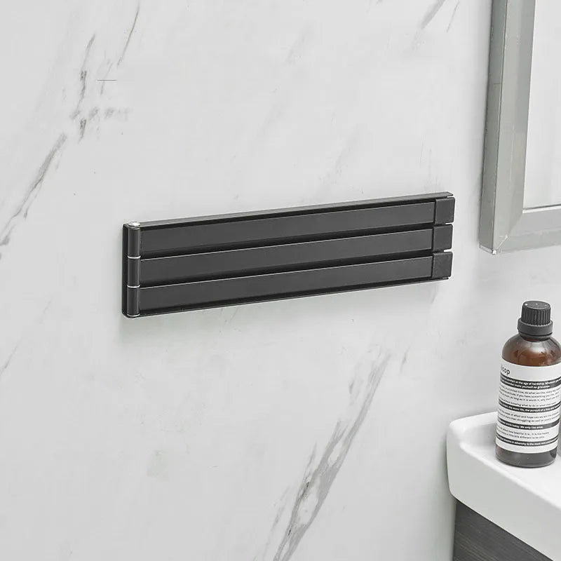 Folding towel rack with no-drill installation for bathroom organisation
