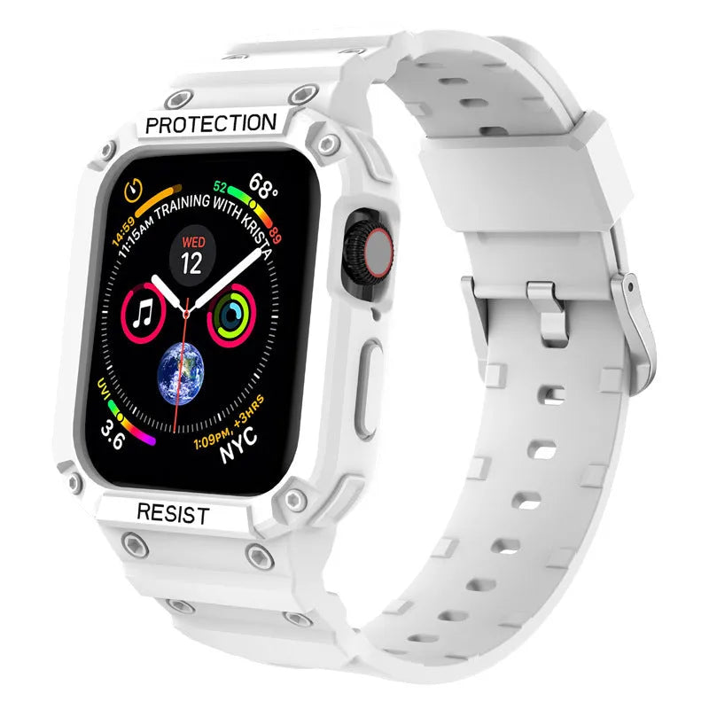 Soft TPU sport-style strap for Apple Watch Series 8 in multiple colour options on a white background.