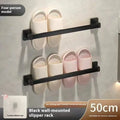 Wall-mounted carbon steel bathroom slipper rack with integrated seat in Nordic style