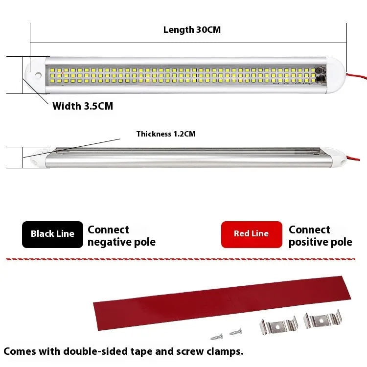 Super bright LED reading light three rows of 120 beads aluminium case for truck or car interior