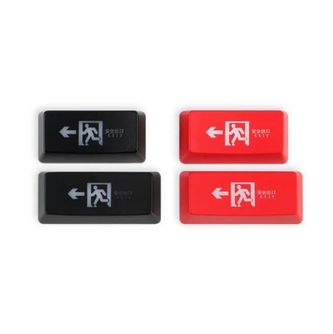 Safety evacuation exit transparent mechanical keyboard keycap with USB wired connection in black and red colour options