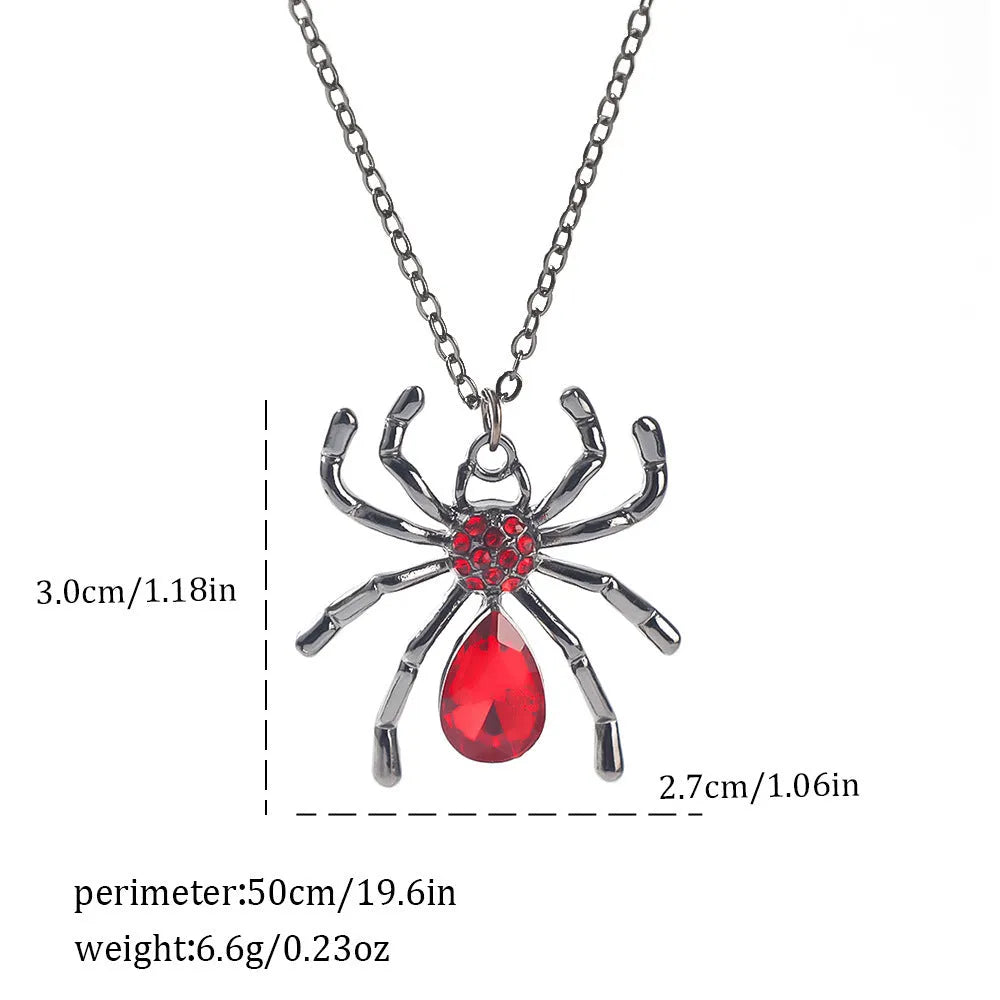 Dark style Halloween necklace with electroplated zinc alloy spider or bat pendant for Gothic costume wear