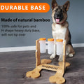 Wooden dog puzzle toy feeder with interactive compartments measuring 31x30x20cm