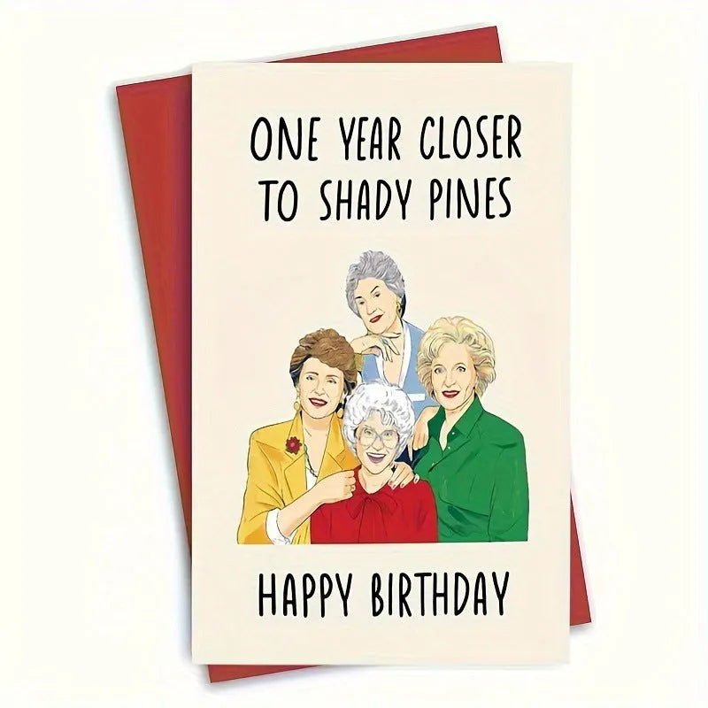 Simple printed birthday card with a coloured envelope in choice of yellow, purple, pink, red or Kraft paper.