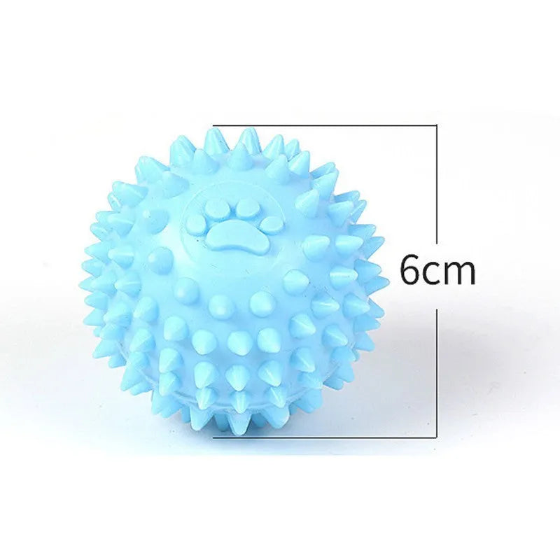 TPR dog chewing toy 6cm rubber ball with footprint texture for pet tooth cleaning