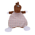 Brown velvet fox-shaped pet toy with sound element for interactive cat and dog play