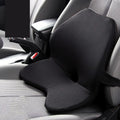 Car seat lumbar support cushion with memory foam, shown in beige colour on a car seat