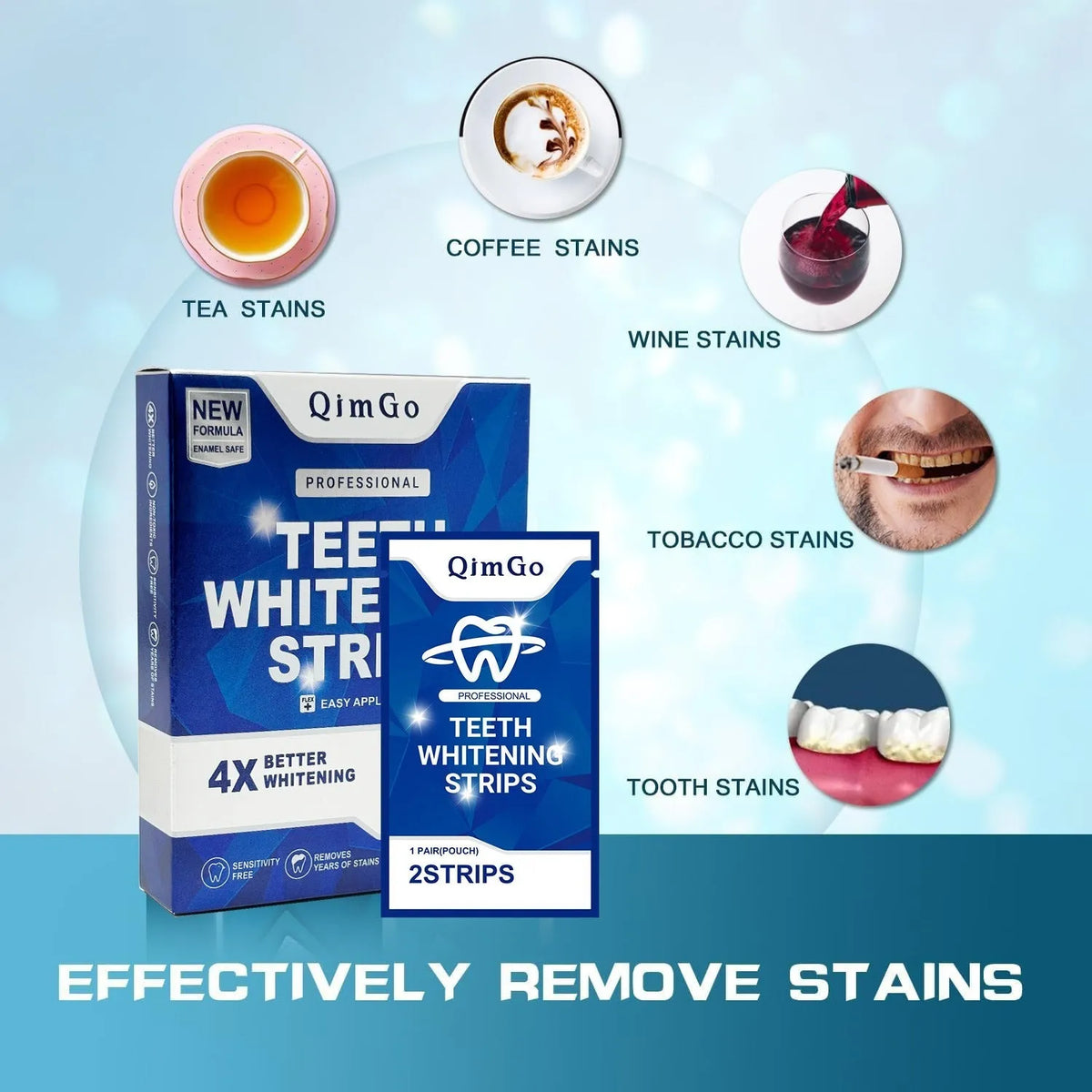Teeth whitening strips flexible film for home use with 21 pairs