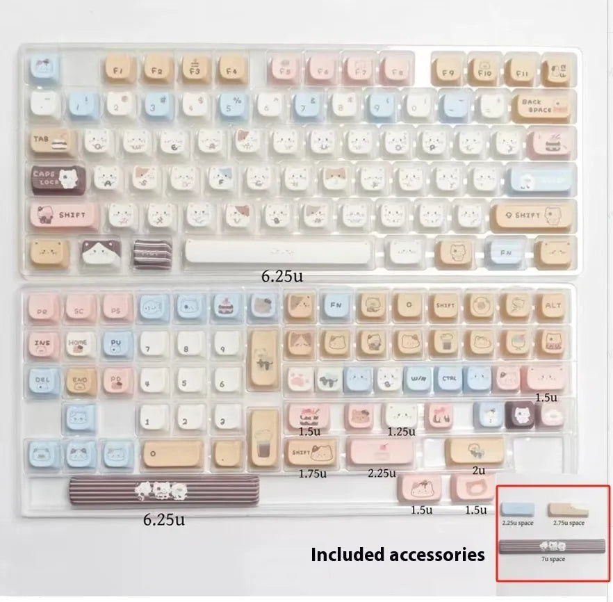 High Sea Salt Cat themed PBT keycap set for mechanical keyboards, showing detailed artwork on keys.