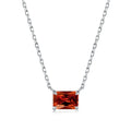 Women's four-claw square clavicle chain in 925 sterling silver with electroplated finish, Platinum White Diamond colour