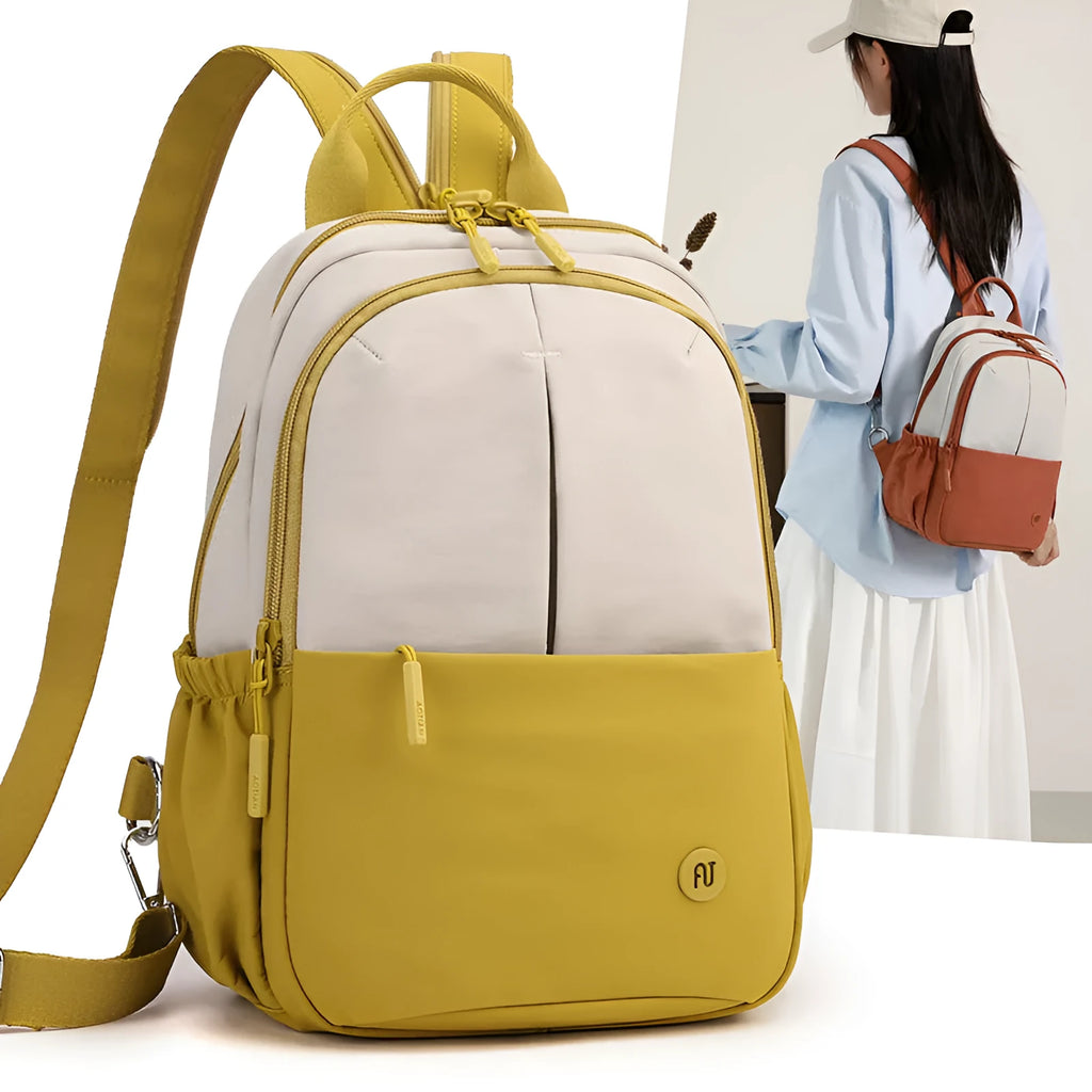 Women's contrast colour Oxford cloth backpack with soft construction, three-dimensional pocket and zipper changing bag