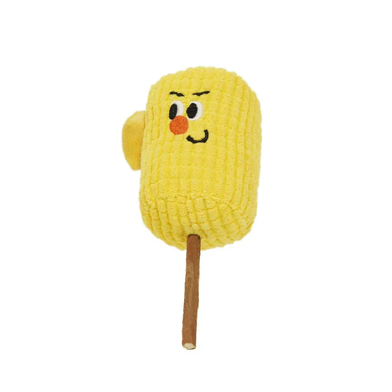 Natural corn cob and polio wood cat chew toy with catnip filling for dental care