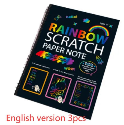 Children's large scratch art paper 26x19cm with scraping tool for DIY creative painting