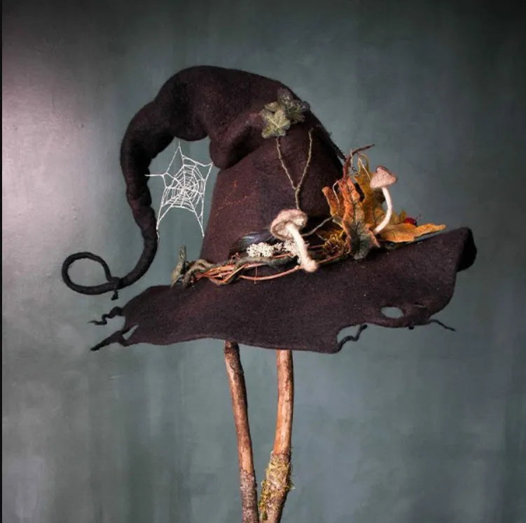 Halloween felt witch hat for adults, five styles, classic pointed design, lightweight felt material